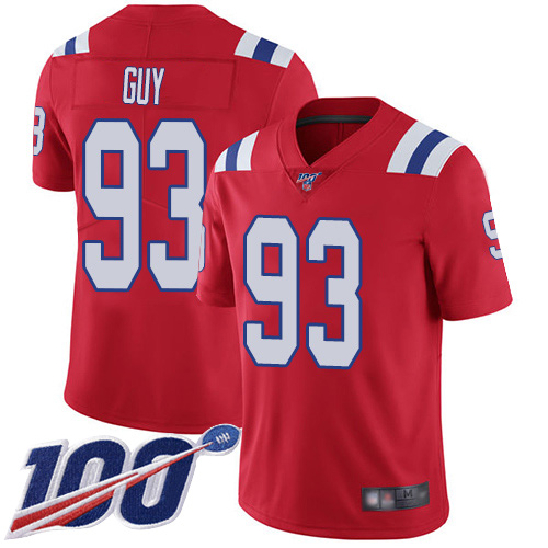 New England Patriots Football #93 Vapor Untouchable 100th Season Untouchable Limited Red Men Lawrence Guy Alternate NFL Jersey